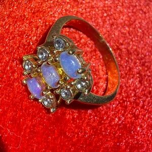 Vintage Avon Golden Ring with Opalescent and Clear Stones